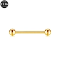 Golden G23 titanium barbell piercing with high-polished surface and screw-on beads - Gold (G163405)