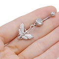 Piercing ombelico argento con ciondolo a forma di falena gotica e spada con zircone - Stile Spada Teschio Falena Argento (BR25031702-6)