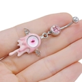 Piercing ombelico occhio di mostro rosa con ali di pipistrello e strass lucido - Stile Occhio Rosa Ala Argento (BR25031702-7)