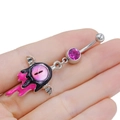 Piercing ombelico mostro pipistrello rosa con zircone e ciondolo con ali - Stile Occhio Liquido Ala Argento (BR25031702-8)