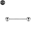 ASTM F136 titanium barbell piercing with polished silver balls for bridge or ear cartilage - Silver (S123505)