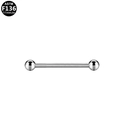 Polished ASTM F136 titanium straight barbell piercing with silver metal finish - Silver (S162203)