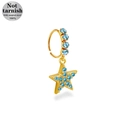 Pendiente de aro de acero quirúrgico 316L dorado con colgante de estrella azul - Dorado / Colgante de Estrella Pentagrama (NR25022101-3)