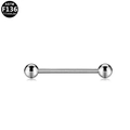 ASTM F136 titanium barbell piercing in silver finish with polished mirror surface - Silver (S162405)