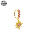 Anello al naso dorato in acciaio chirurgico 316L con pendente a stella rosa brillante - Ciondolo a Otto Punte Dorato (NR25022201-6)