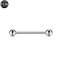Silver ASTM F136 titanium straight barbell piercing stud for ear or tongue - Silver (S163505)