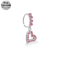 Orecchino a cuore in acciaio chirurgico 316L con ciondolo in zircone rosa argento - Ciondolo a Cuore Vuoto Argentato (NR25022201-7)