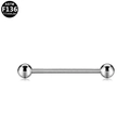 ASTM F136 titanium barbell piercing with polished silver finish and screw balls - Silver (S163805)