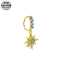 Anello per il naso in acciaio inossidabile dorato con pendente a stella e cristallo blu - Ciondolo Stella a Otto Punte (NR25022101-6)