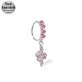 Orecchino a cerchio in acciaio chirurgico 316L con pendente a serpente in zircone rosa - Ciondolo a Forma di Serpente Argentato (NR25022201-8)