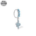 Anello al naso in acciaio 316L argento con zirconi blu e pendente a forma di serpente - Ciondolo a Serpente (NR25022101-8)