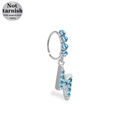 Orecchino a cerchio con fulmine in acciaio chirurgico 316L e strass blu chiaro - Ciondolo Fulmine (NR25022101-10)