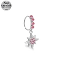 Orecchino in acciaio chirurgico 316L argento con pendente a stella e zirconi rosa - Ciondolo a Otto Punte Argentato (NR25022201-12)