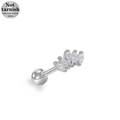 Clou d'oreille en acier chirurgical 316L avec zircons marquise en éventail, ton argenté - Style Feuille en Éventail Marquise (ER25030602-3)