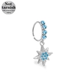 Anello per naso in acciaio 316L con ciondolo a stella e cristalli azzurro mare - Ciondolo Stella a Otto Punte (NR25022101-12)