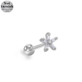 Piercing de cartilage en acier chirurgical 316L en forme d'étoile avec oxydes de zirconium - Style Étoile Carrée (ER25030602-6)