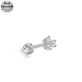 Clou d'oreille en acier chirurgical 316L avec trois zircons ronds étincelants - Style Triangle à Trois Pierres (ER25030602-7)