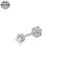 Piercing de cartilage en acier chirurgical 316L fleur avec zircones et fermoir boule - Style Fleur à Sept Pierres (ER25030602-8)
