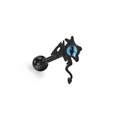 Gothic bat wing ear stud in black metal with a blue evil eye stone centerpiece - Black Dragon with Blue Eye (ER24092003BK Blue)