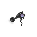 Dark style bat wing ear stud with a purple-blue gradient eyeball gem on black metal - Black Dragon Shaped Purple Eyeball (ER24092003BK)