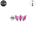 ASTM F136 titanium stud with pink marquise zircon stones and internal threading - Silver Row Pink Marquise Zirconia Style (G23LAI560-S1208105) / Silver