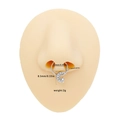 Silver stainless steel septum ring with moon and star design and clear zircon stones - Star Moon Zirconia Style (NR25031901-5)