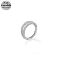 Dubbele piercing ring van 316L chirurgisch staal met gedraaide textuur en zilveren finish - Parallel Gelaagde Gedraaide Touwstijl (NR25032202-1)