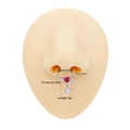 Silver stainless steel heart and arrow septum ring with square zircon pendant drop - Silver Heart Arrow Square Stone Style (NR25031901-8)
