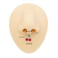 Silver stainless steel septum ring featuring red cherry pendant with green leaves - Red Double Cherry Style (NR25031901-9)