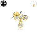 Piercing de estrella en titanio F136 dorado con circonita y cierre labret plano - Estilo Colgante CZ Redondo (G23LAP538-G1208066) / Dorado