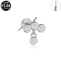 Piercing labret de titanio F136 con circonitas colgantes y sistema de inserción - Estilo Colgante CZ Redondo (G23LAP538-S1208062) / Plateado