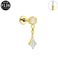 Labret de titanio con circonita hexagonal y colgante de cometa en acabado dorado - Estilo Colgante de Hexágono Cometa Dorado (G23LAP550-G1208107)