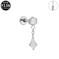 Piercing labret de titanio F136 con circón hexagonal y colgante en forma de cometa - Estilo Colgante de Hexágono Cometa Plateado (G23LAP550-S1208103)