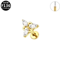 Piercing de flor en titanio dorado con circonitas marquise en aleación f136 - Estilo Flor Hoja Dorado (G23LAP601-G1208118)