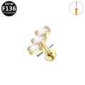 Labret en titane F136 doré avec trois zircons rectangulaires pour piercing - Style Escalier Rectangulaire Doré (G23LAP174-G1008105)