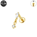 ASTM F136 Titan Labret mit Innengewinde und hängendem Zirkonia Anhänger für Ohren - Goldener Rauten-Strass-Anhänger-Stil (G23LAI587-G1208093)