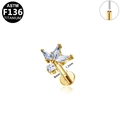 Piercing labret de titanio F136 dorado con diseño de estrella y circonita para oreja y labio - Estilo de Racimo de Estrellas Dorado (G23LAP606-G1208108) / Dorado