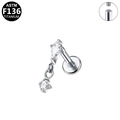 ASTM F136 Titanium labret stud featuring hanging diamond and round zircon gems - Silver Rhombus Rhinestone Pendant Style (G23LAI587-S1208090)