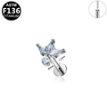 Piercing labret de titanio ASTM F136 con grupo de circonitas marquise y cuadradas - Estilo de Racimo de Estrellas Plateado (G23LAP606-S1208105) / Plateado