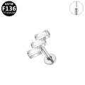 Clou de piercing en titane F136 avec trois zircons rectangulaires en finition argent - Style Rectangulaire Argenté (G23LAP174-S1208093)