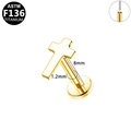 Minimalistische gouden ASTM F136 titanium kruis labret stud met push-in sluiting - Gouden Kruisstijl (G23LAP616-G1208027)