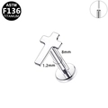 ASTM F136 titanium kruis labret sieraad met 1,2mm dikte en 8mm lengte in zilverkleur - Zilveren Kruisstijl (G23LAP616-S1208024)