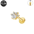 ASTM F136 titanium gold paw labret stud with internal thread and heart zircon - Paw Clear (Gold) (G23LAI709-GCL1208073)