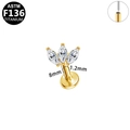 Labret en titane ASTM F136 doré avec trois gemmes marquise et filetage interne - Style Triple Marquise Doré (G23LAP502-G1208088)