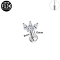 Clou de piercing couronne en titane F136 avec zircons clairs de taille marquise - Style Éventail Triple Strass Argenté (G23LAP502-S1008101)