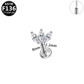 Piercing labret en titane F136 avec trois zircons marquise et base plate - Style Triple Marquise Argenté (G23LAP502-S1208085)