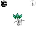 Stud de labret en titane F136 avec trois zircons verts marquises en forme d'éventail - Style Triple Strass Vert Argenté (G23LAP502-SGR1008109)