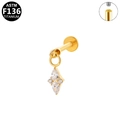 Χρυσό G23 σκουλαρίκι labret τιτανίου με κρεμαστό marquise και εσωτερικό σπείρωμα - Χρυσό Στυλ Συνδυασμός Marquise (G23LAI664-G1208117)