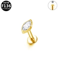 Piercing labret de titanio G23 dorado con circonita marquesa y rosca interna - Estilo Marquesa Dorado (1.2x8mm) (G23LAI214-G1208053)