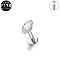 Piercing labret de titanio G23 con circonita marquesa y rosca interna de seguridad - Estilo Marquesa Plateado (1.2x8mm) (G23LAI214-S1208050)